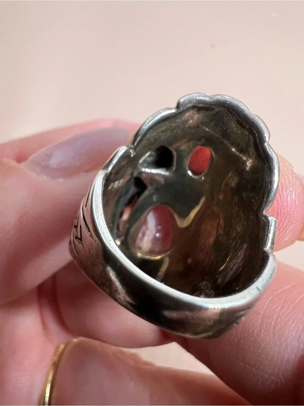 Sterling Silver Pink Rhodochrosite Statement BBJ Ring